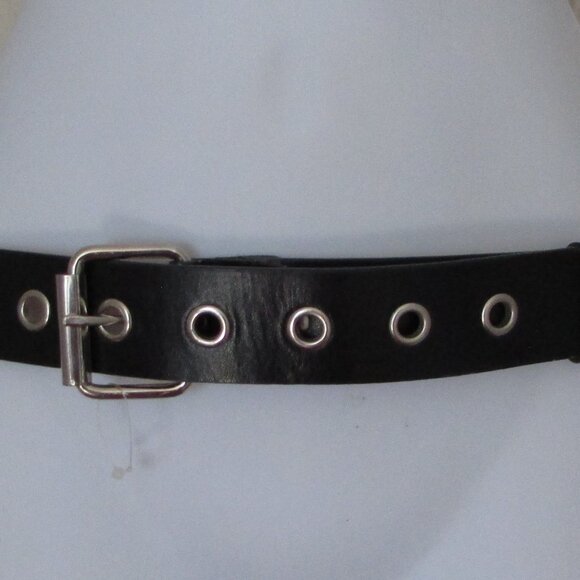 Black Genuine Leather Grommet Belt - Small - Picture 4 of 10